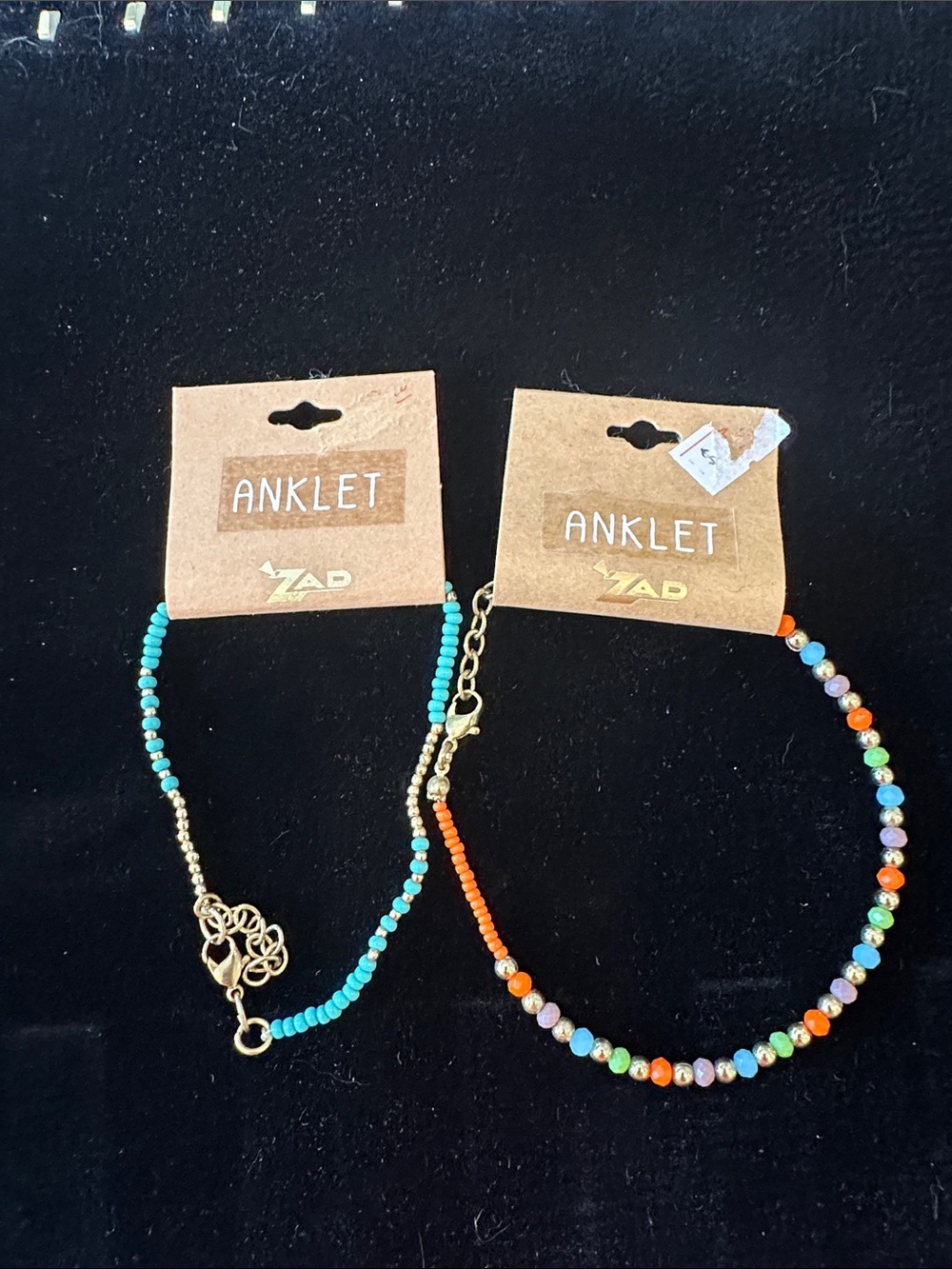 ZAD Turquoise & Multicolor Beaded Anklets